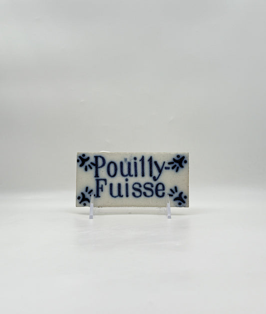 Vintage Pouilly-Fuissé Blue White Wine Tile France Ceramic