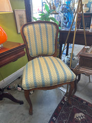 Upholstered French Side Chair - Blue and Yellow    21 x 20 x 38.5
