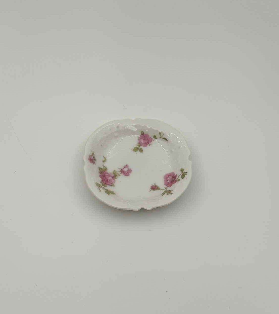 Antique Limoges French Butter Pat – Pink Rose Scalloped Edge