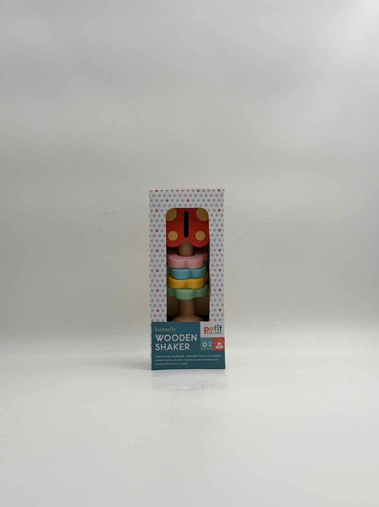 Butterfly Wooden Baby Rattle Toy Colorful FSC Wood Shaker Toy