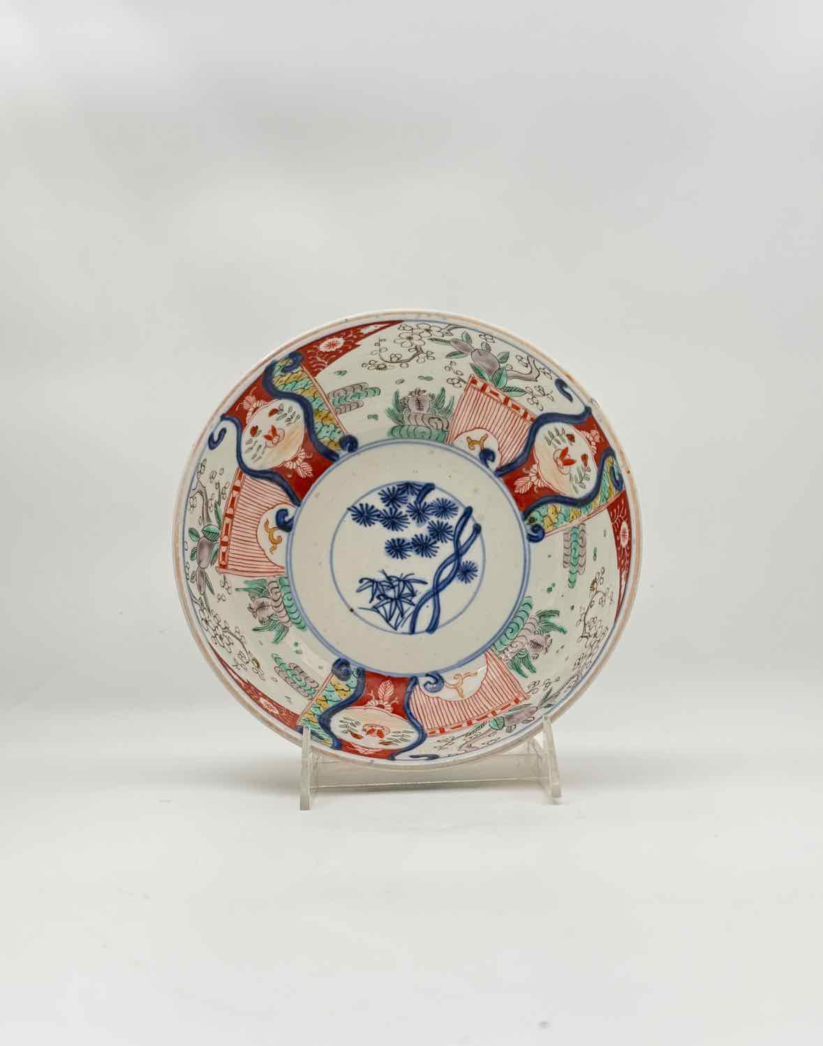 Vintage Chinese Export Porcelain Bowl Hand Painted Imari Style c 1925