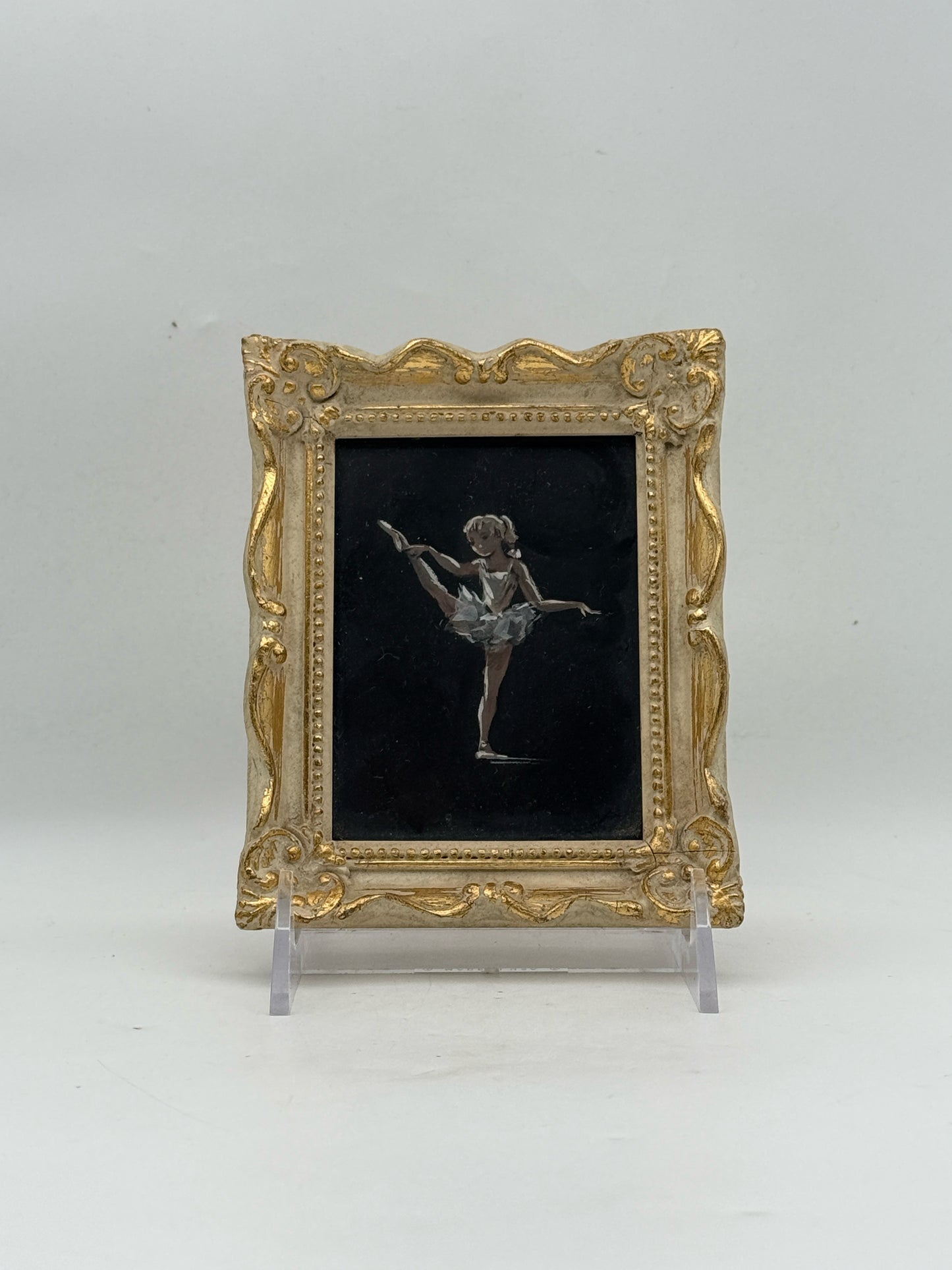 A Set Of Three Miniature Original Framed Ballerina Paintings