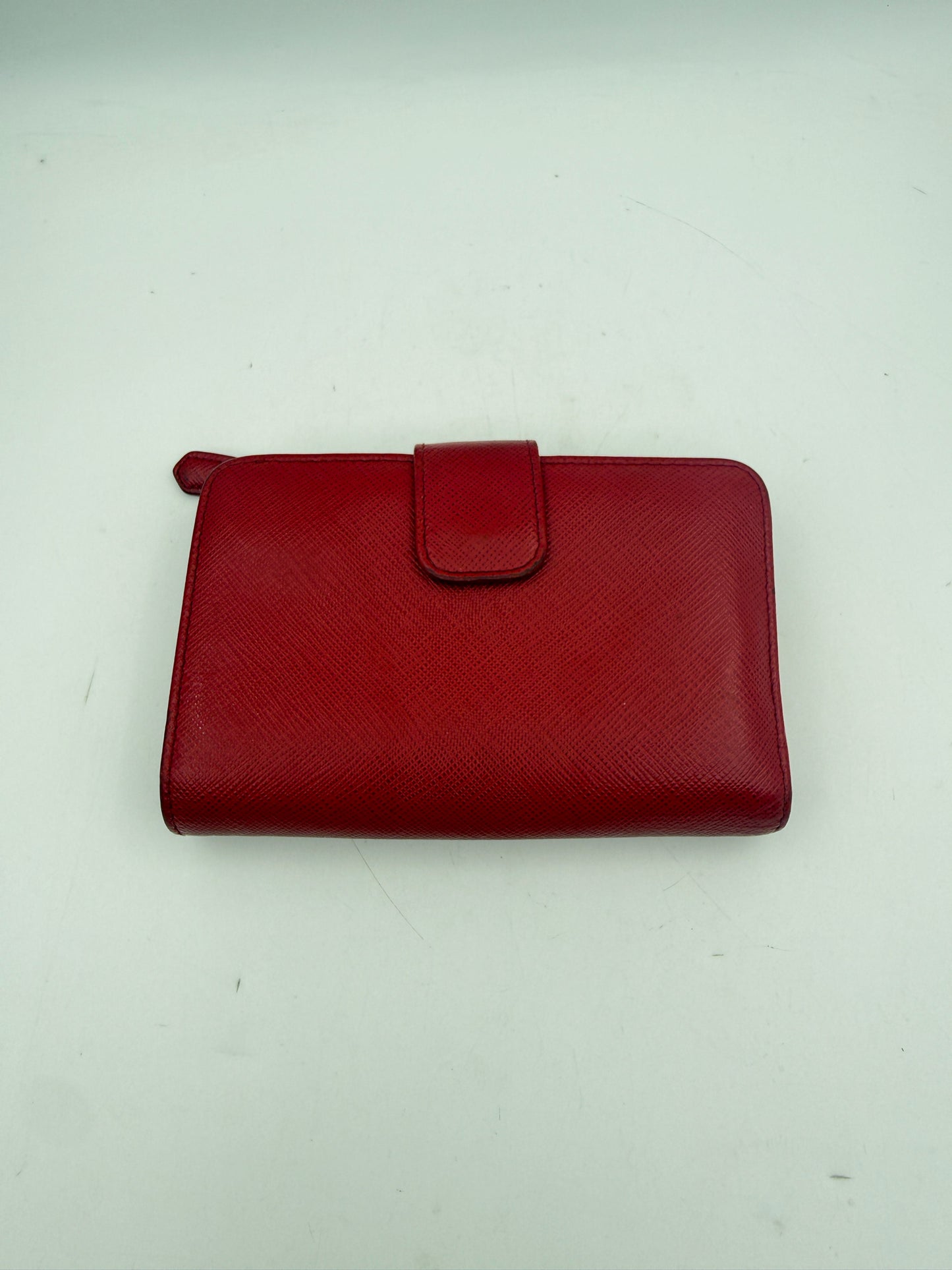Prada Red Saffiano Leather Wallet