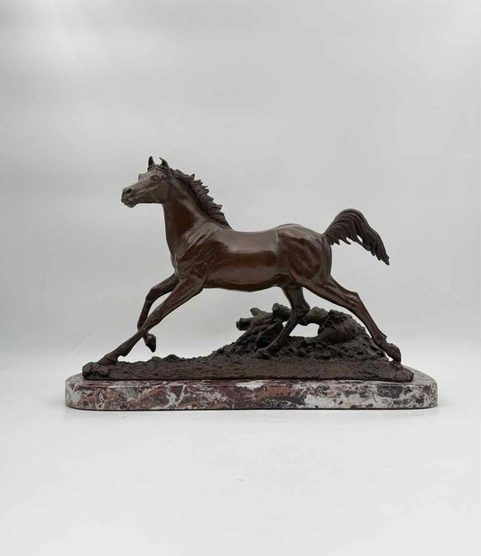 Jane Lunger Signed Bronze Horse On Marble Pedestal