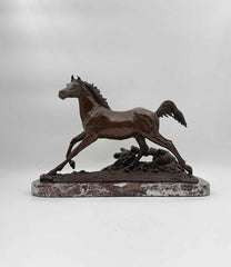 Jane Lunger Signed Bronze Horse On Marble Pedestal