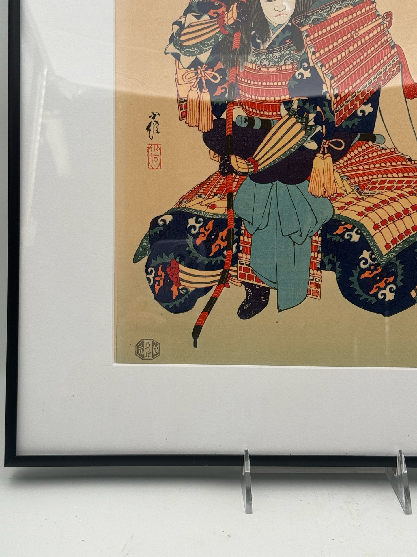 Kabuki Puppet Framed Japanese Woodblock By Hasagawa Konobu