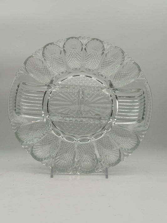 Vintage Devil Egg Platter With Condiment Division