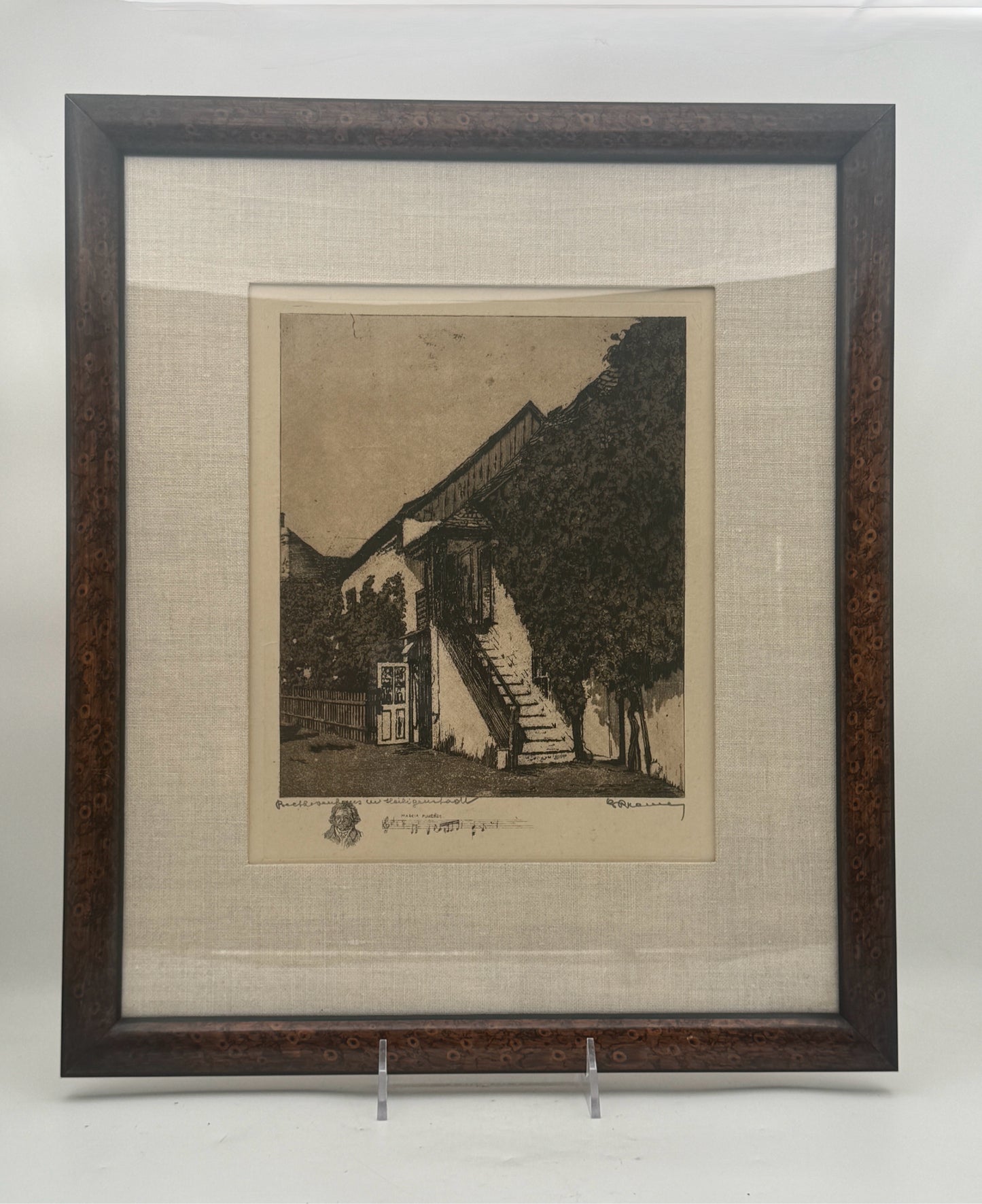 Black And White Etching Of Beethoven's House- Signed And Framed