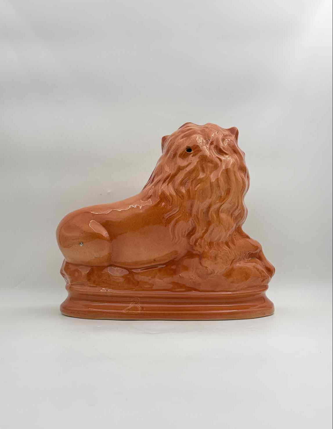 Antique Victorian Staffordshire Style Pair Ceramic Lions Decor