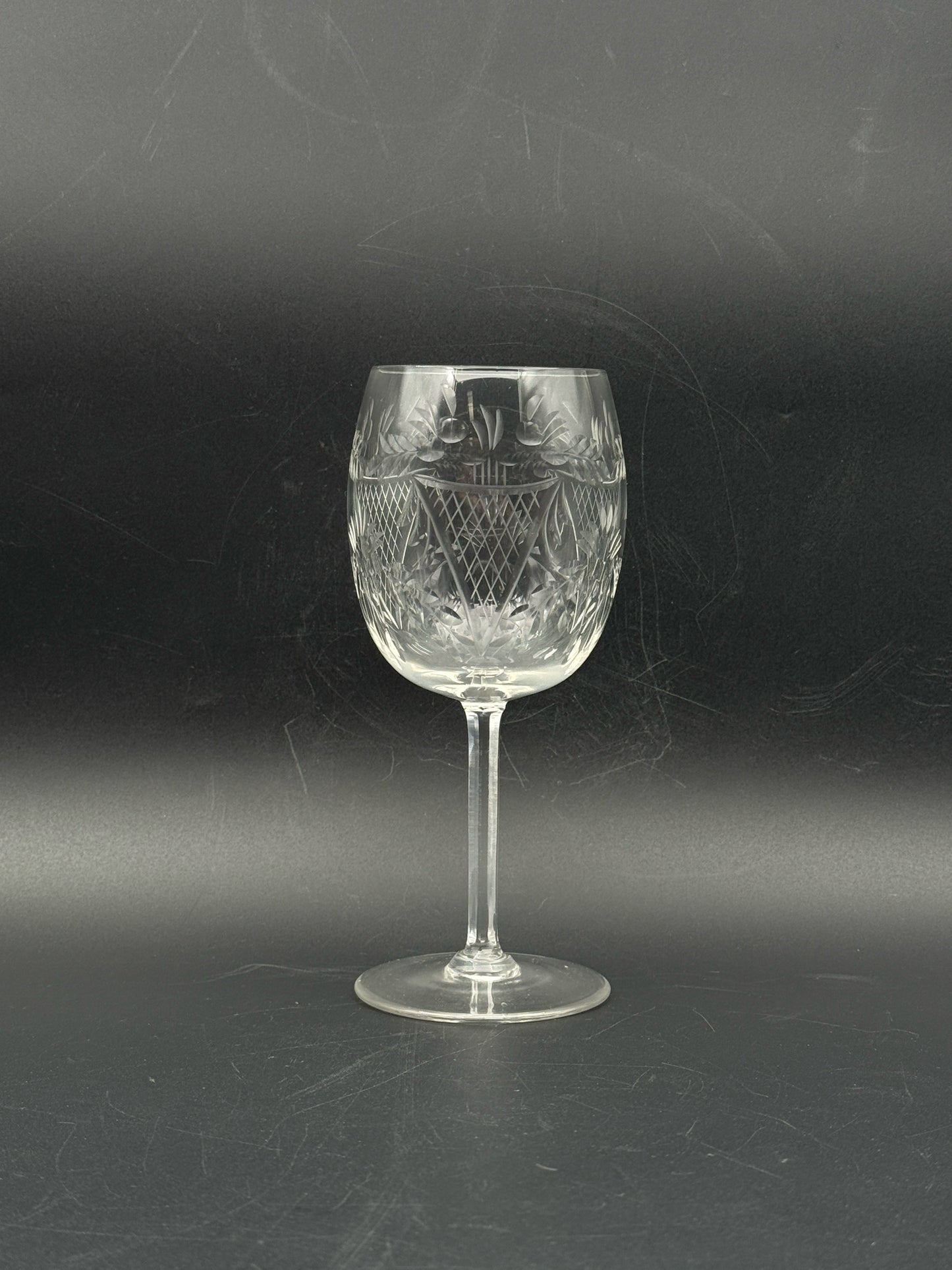 Vintage Hand Cut Crystal Wine Glasses- Set Of 10
