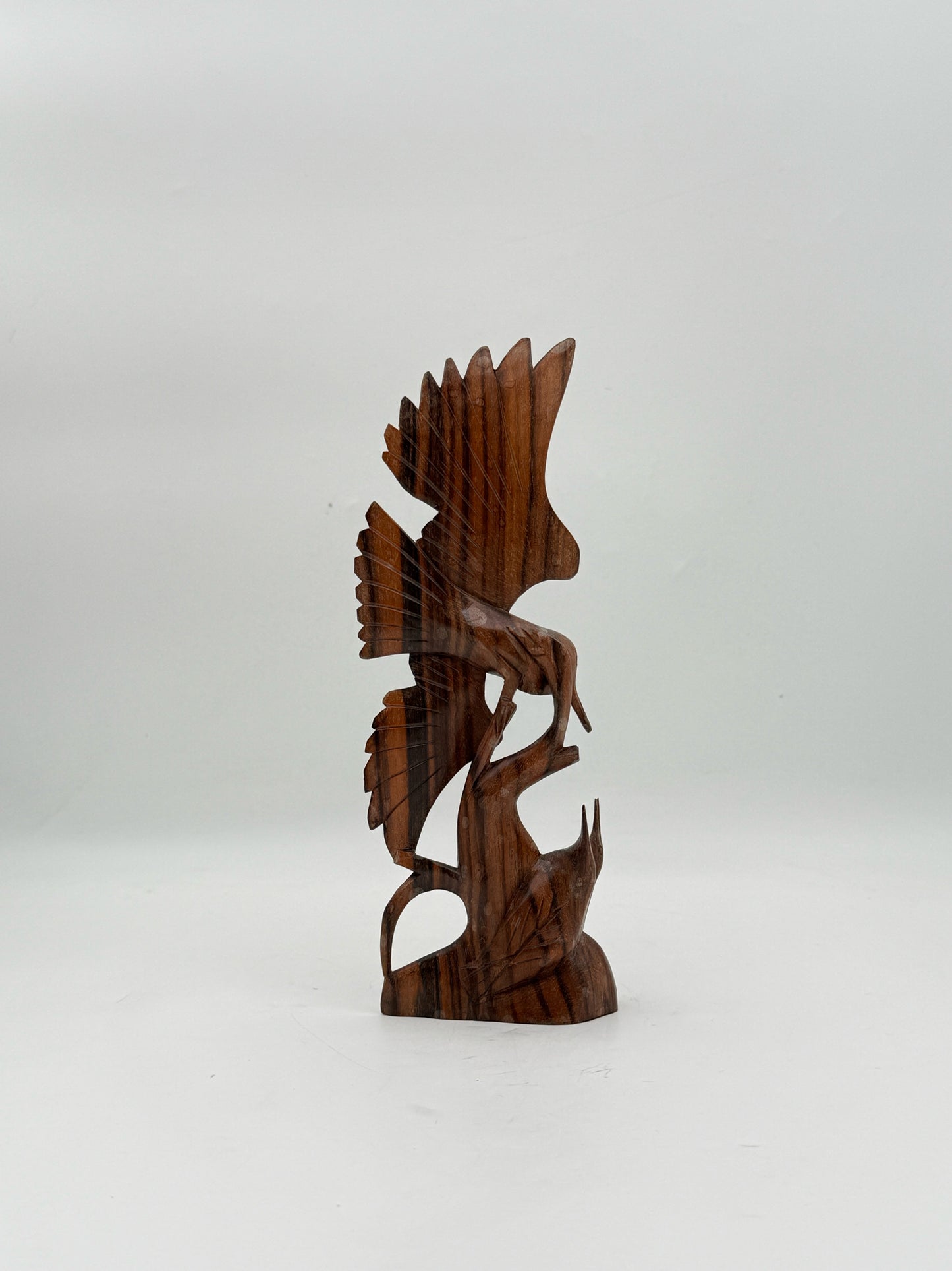Zebrawood Carved Tropical Bird Figurine