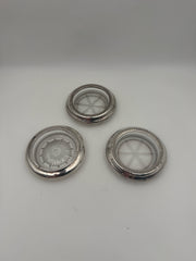 Sterling Silver And Crystal Coasters- Set Of 3