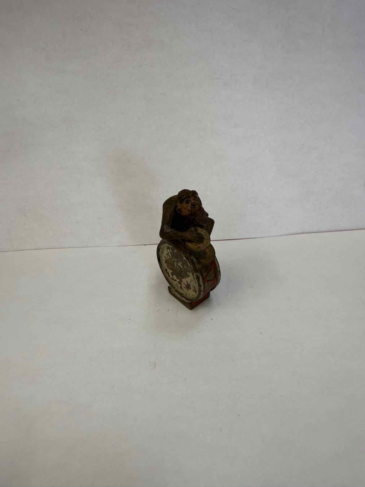 Antique Cold Painted Vienna Bronze Monkey On Drum Figurine