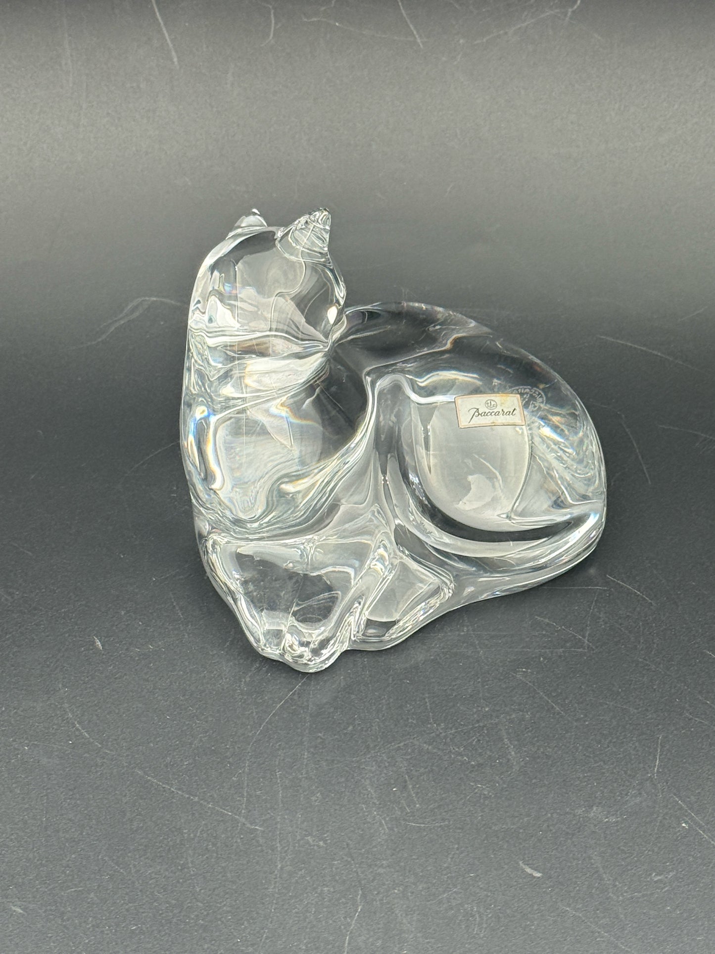 Baccarat Crystal Reclining Cat Figurine