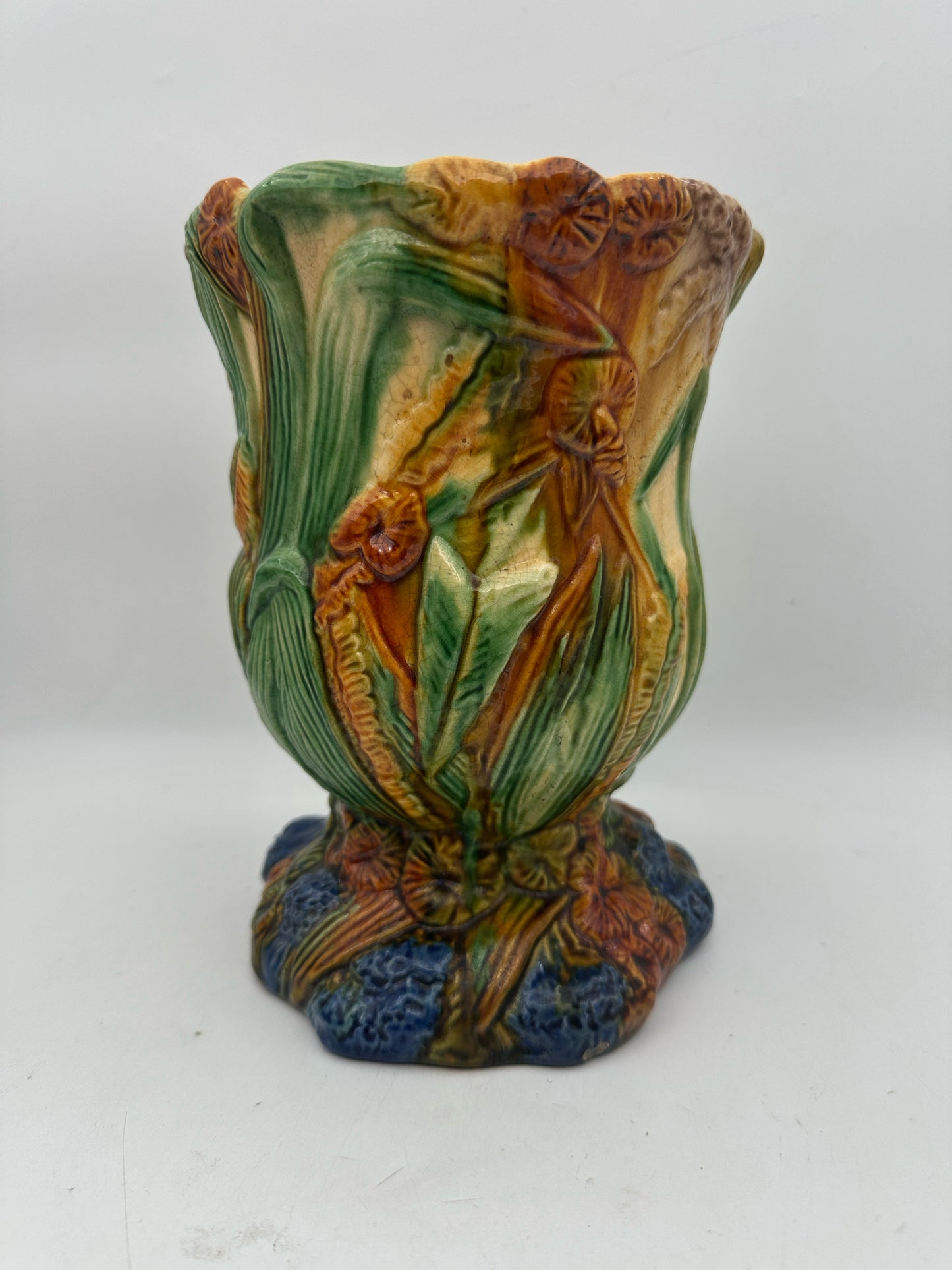 Majolica Woodpecker Cachepot