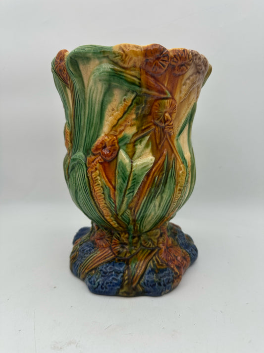Majolica Woodpecker Cachepot