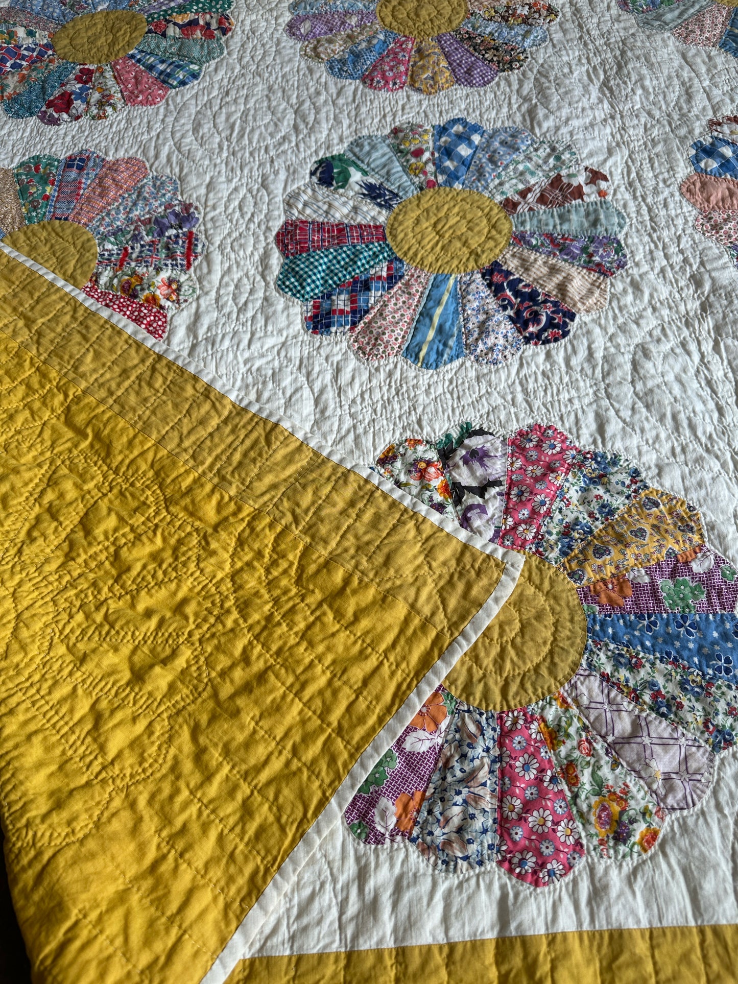 Vintage "Grandmother's Flower Garden" Quilt