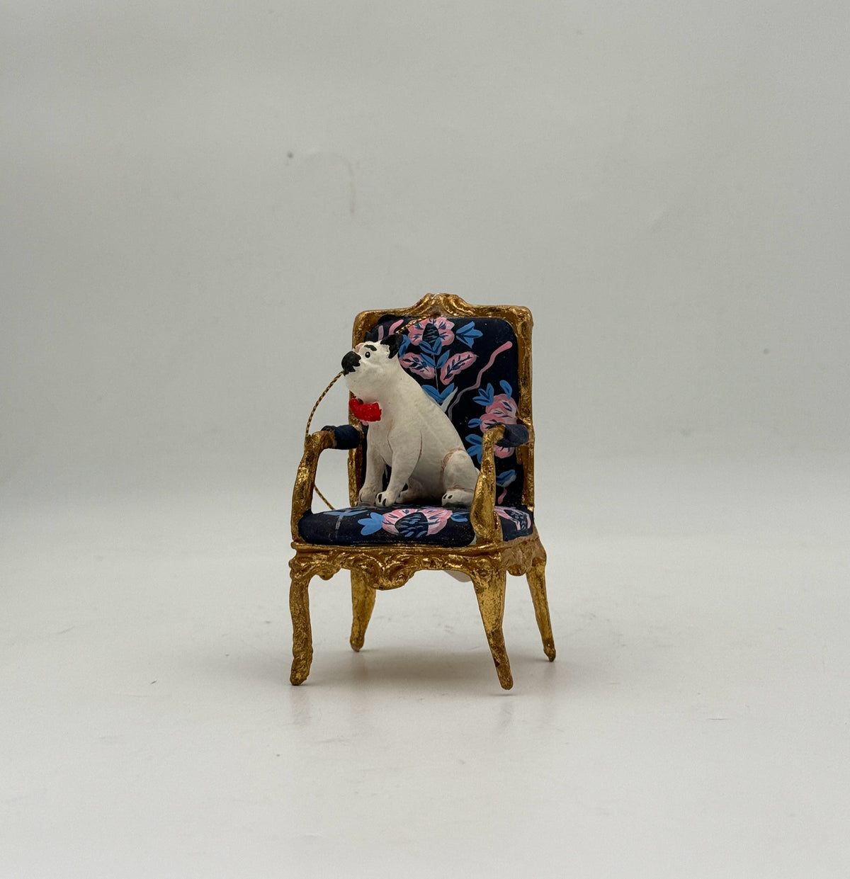 Bow Tie Dog On Chair Ornament