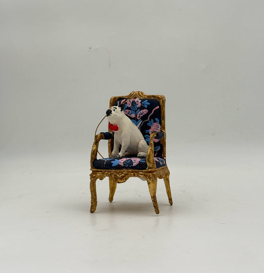 Bow Tie Dog On Chair Ornament