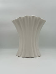 Large White Ruffle Bauer Vase