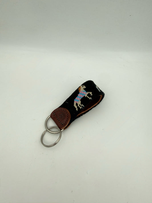 Needlepoint Keychain- Horse Racing