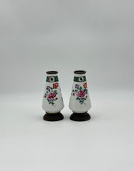 Pair of Handpainted Porcelain Bud Vases – Floral Design
