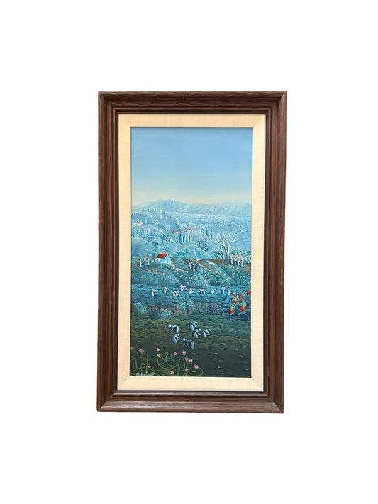 Fritz St. Jean Framed Farm Workers Landscape Painting