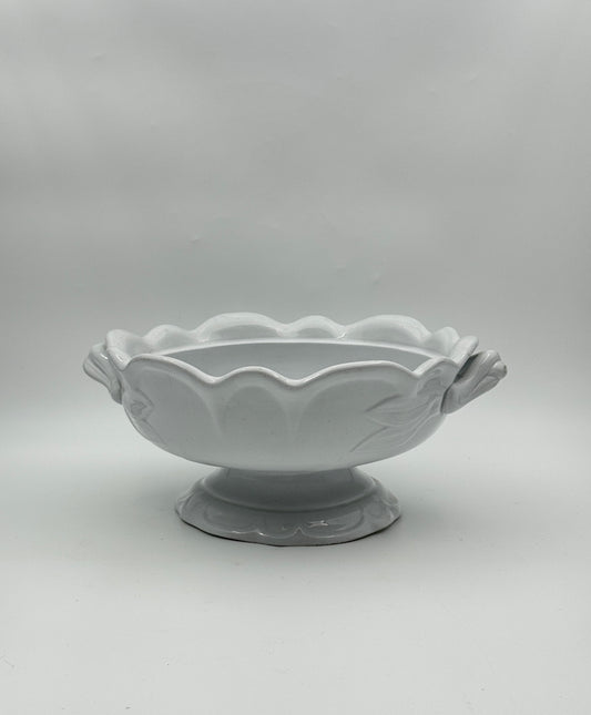 Footed Ironstone Bowl with Handles