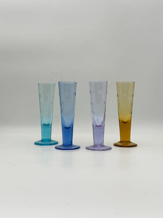 Vintage Multi Colored Cordial Glasses- Set Of 4