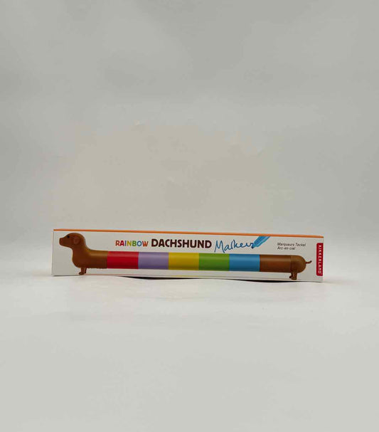 Kikkerland Rainbow Dachshund Stackable Marker Set – 6 Color Pens