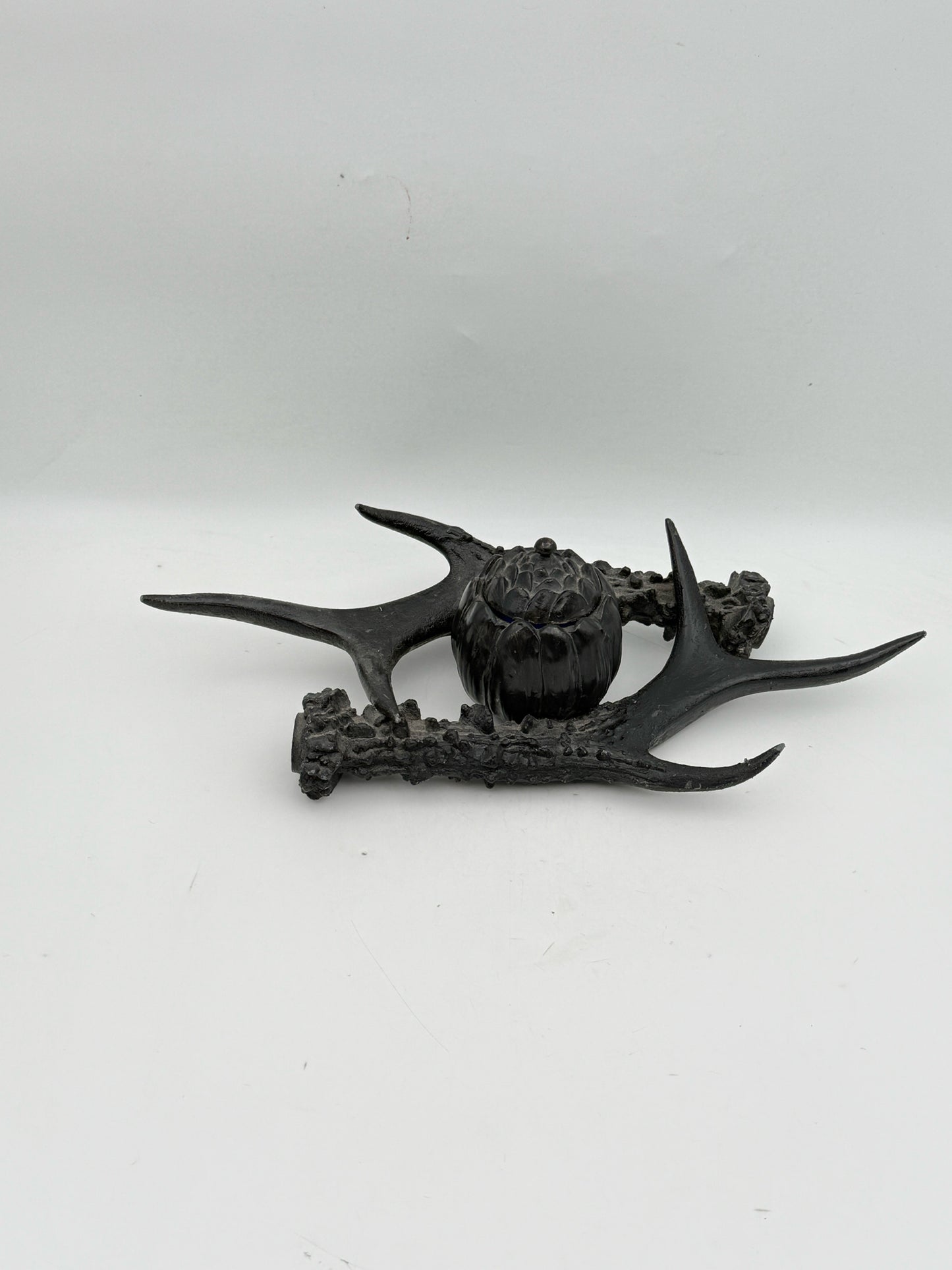 Vintage Figural Antler And Artichoke Inkwell