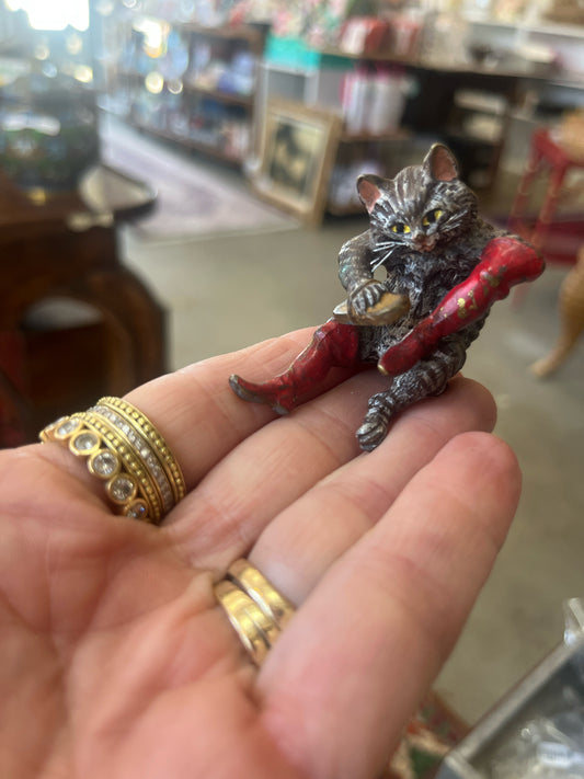 Vienna Austria Cold Painted Bronze Puss In Boots Cat