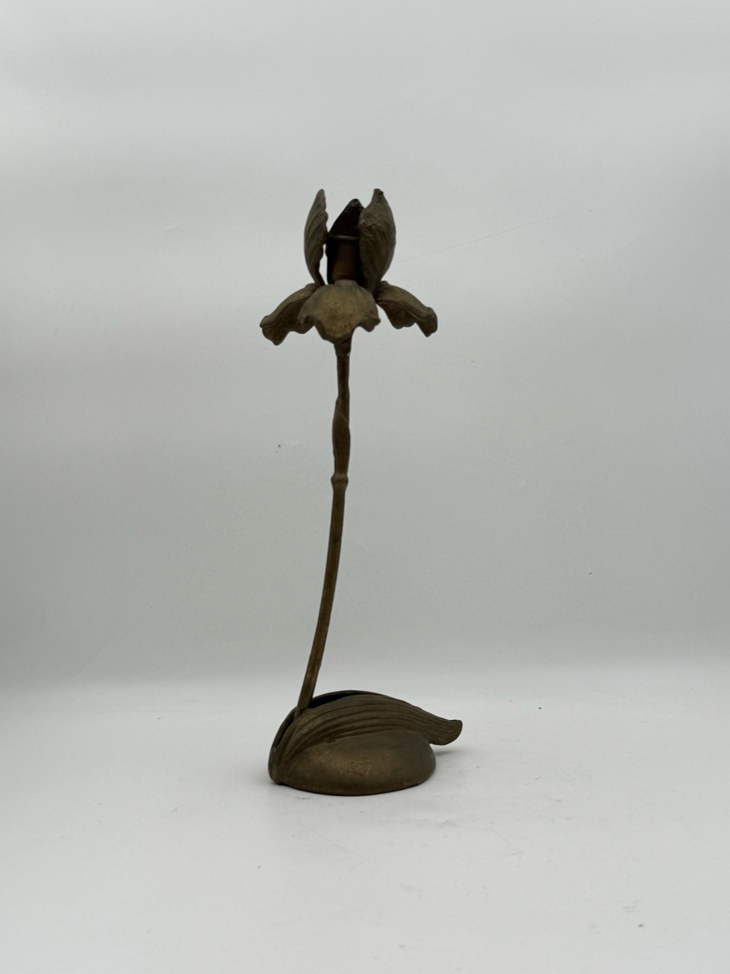 Brass Silvestri Iris Flower Candleholders- Set Of 2