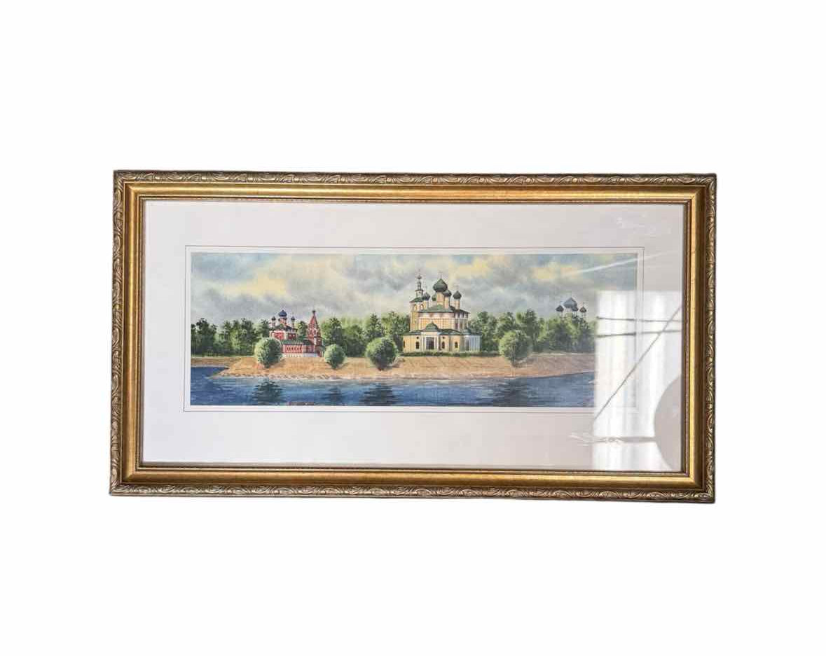 Church of St Dmitry Original Russian Framed Watercolor Painting Art