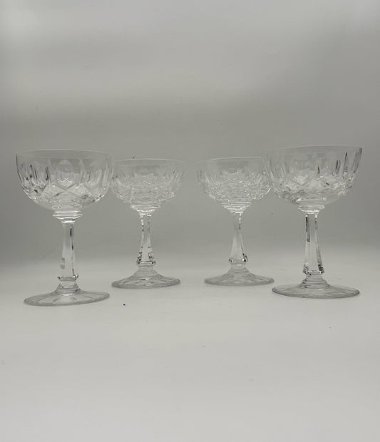 Josair Mont Clair Cut Crystal Champagne Coups- Set Of Four