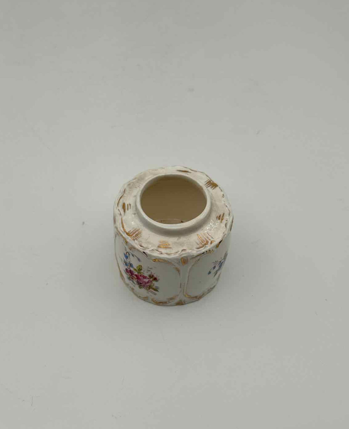 Vintage Dresden Decorated Covered Vanity Jar Porcelain Germany Decor