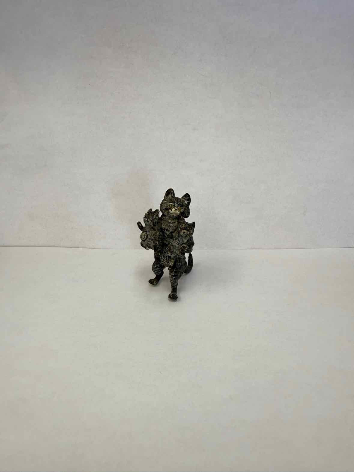 Vienna Austria Cold Painted Mother Cat Carrying Kittens Bronze Figurine