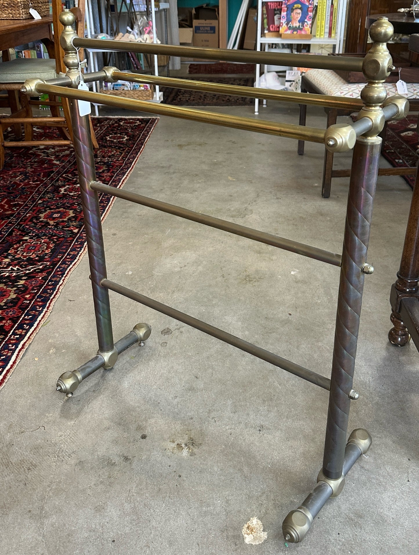 CS - Vintage Brass Blanket Stand 26"W x 36"H x 12"D
