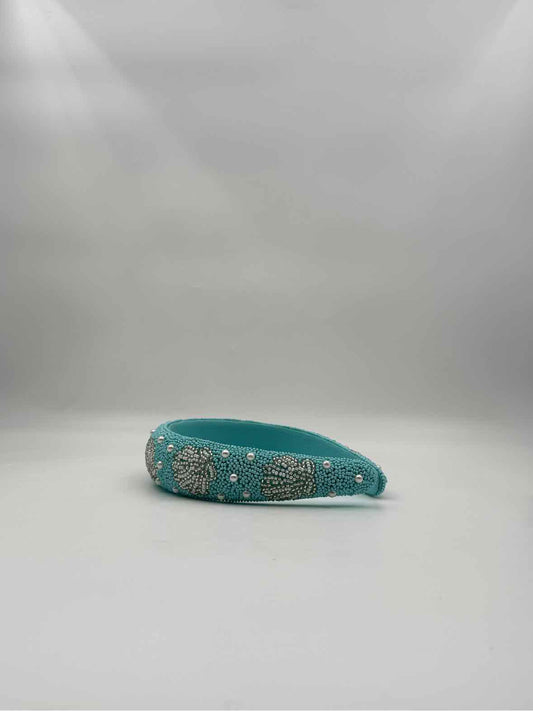 Coastal Blue Beaded Headband – Pearl & Silver Shell Motif