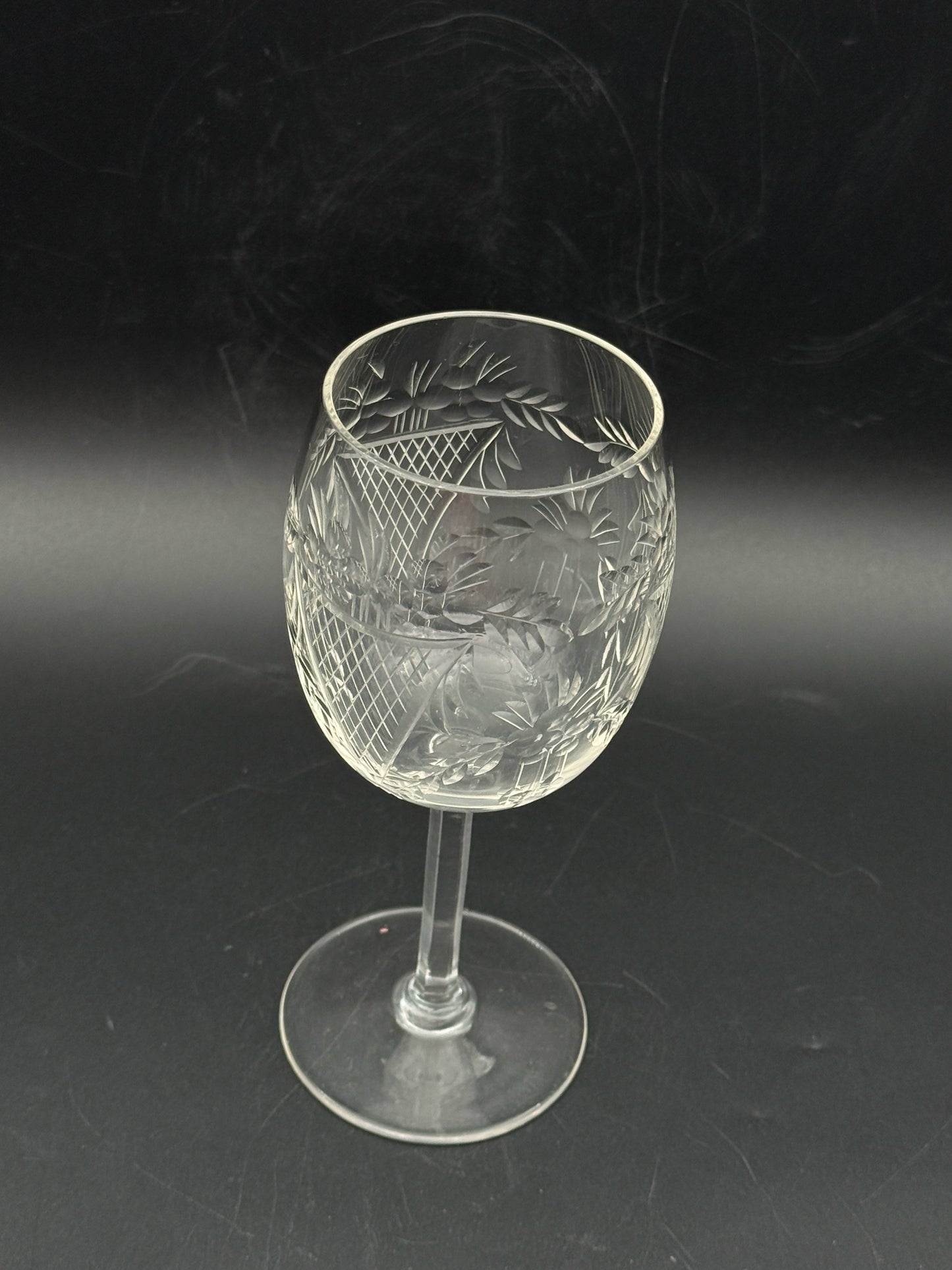 Vintage Hand Cut Crystal Wine Glasses- Set Of 12