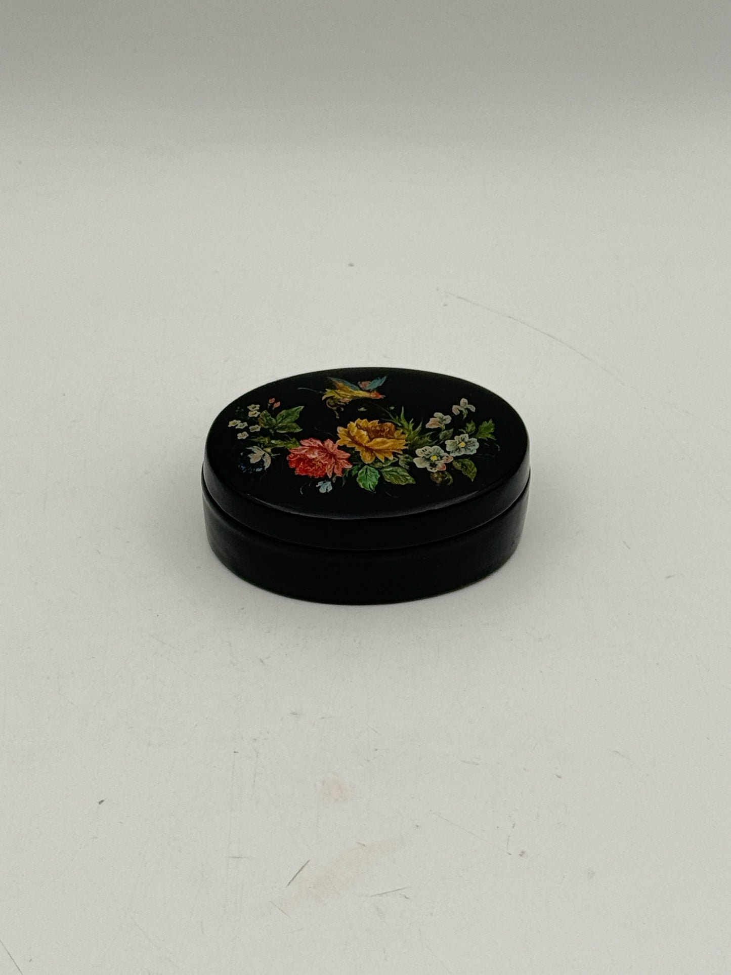 Handpainted Russian Lacquer Box With Flowers