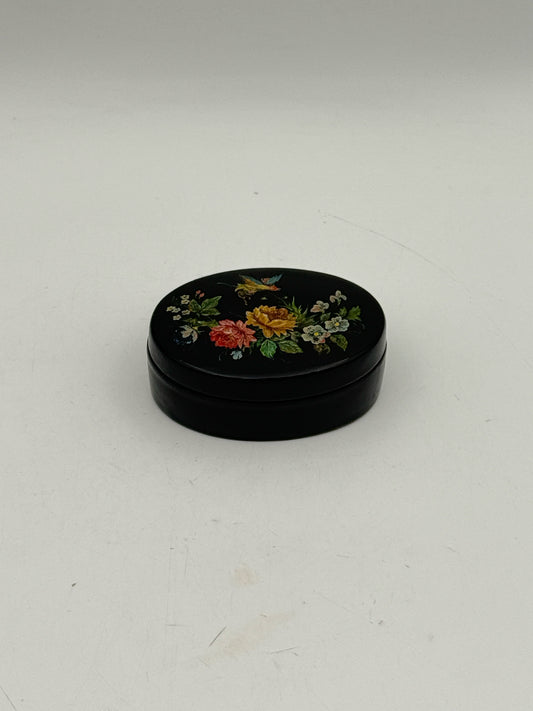 Handpainted Russian Lacquer Box With Flowers
