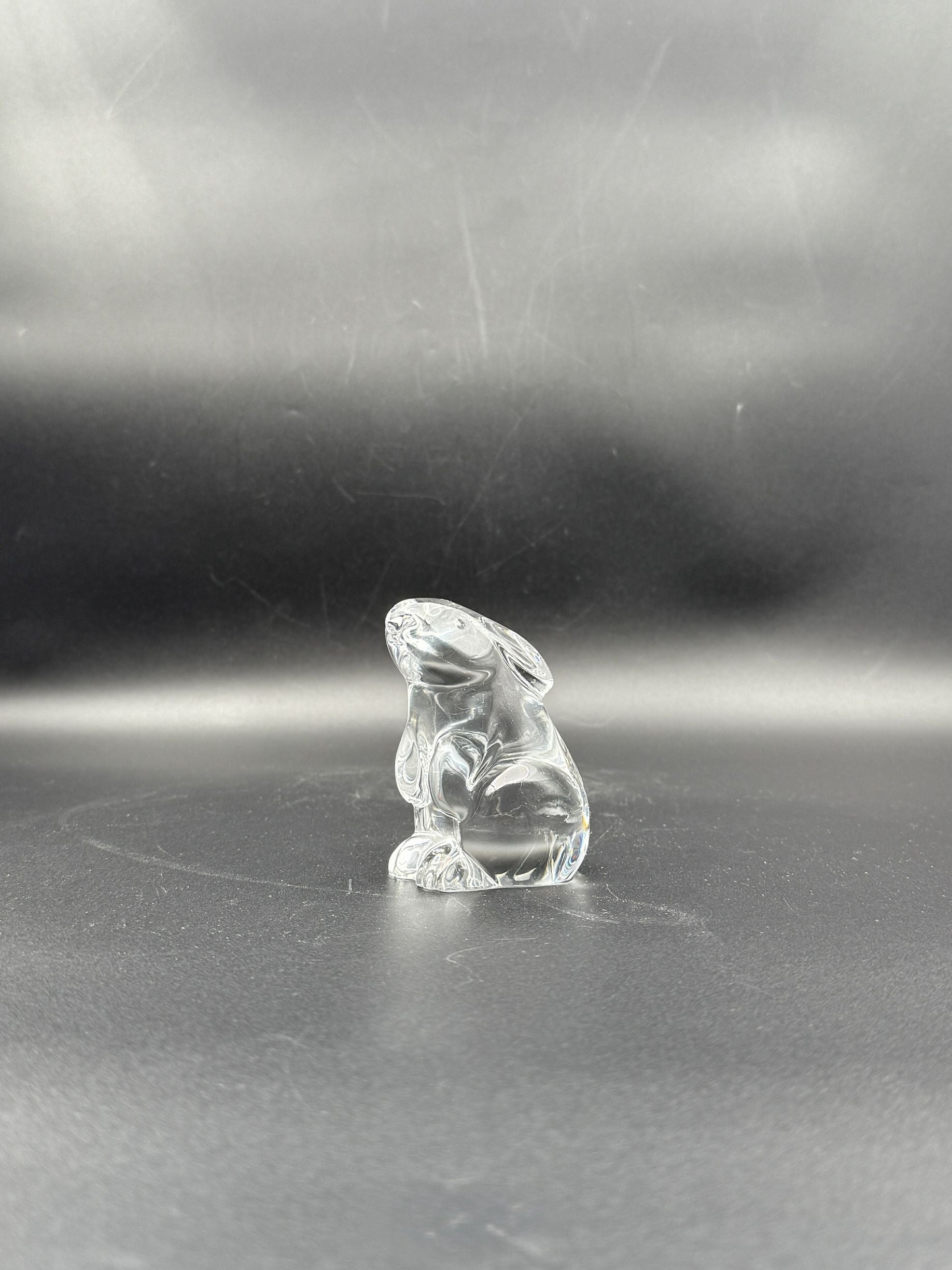 Baccarat Crystal Bunny Figurine Clear Cut Glass Rabbit Sculpture 