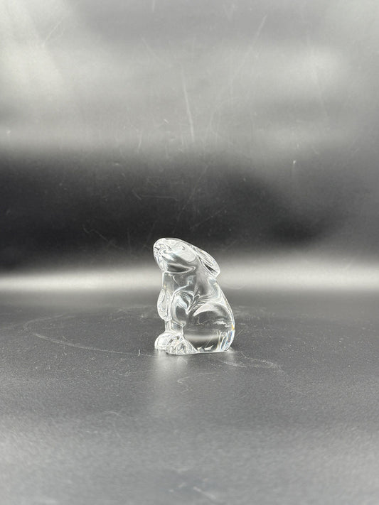 Baccarat Crystal Bunny Figurine Clear Cut Glass Rabbit Sculpture 