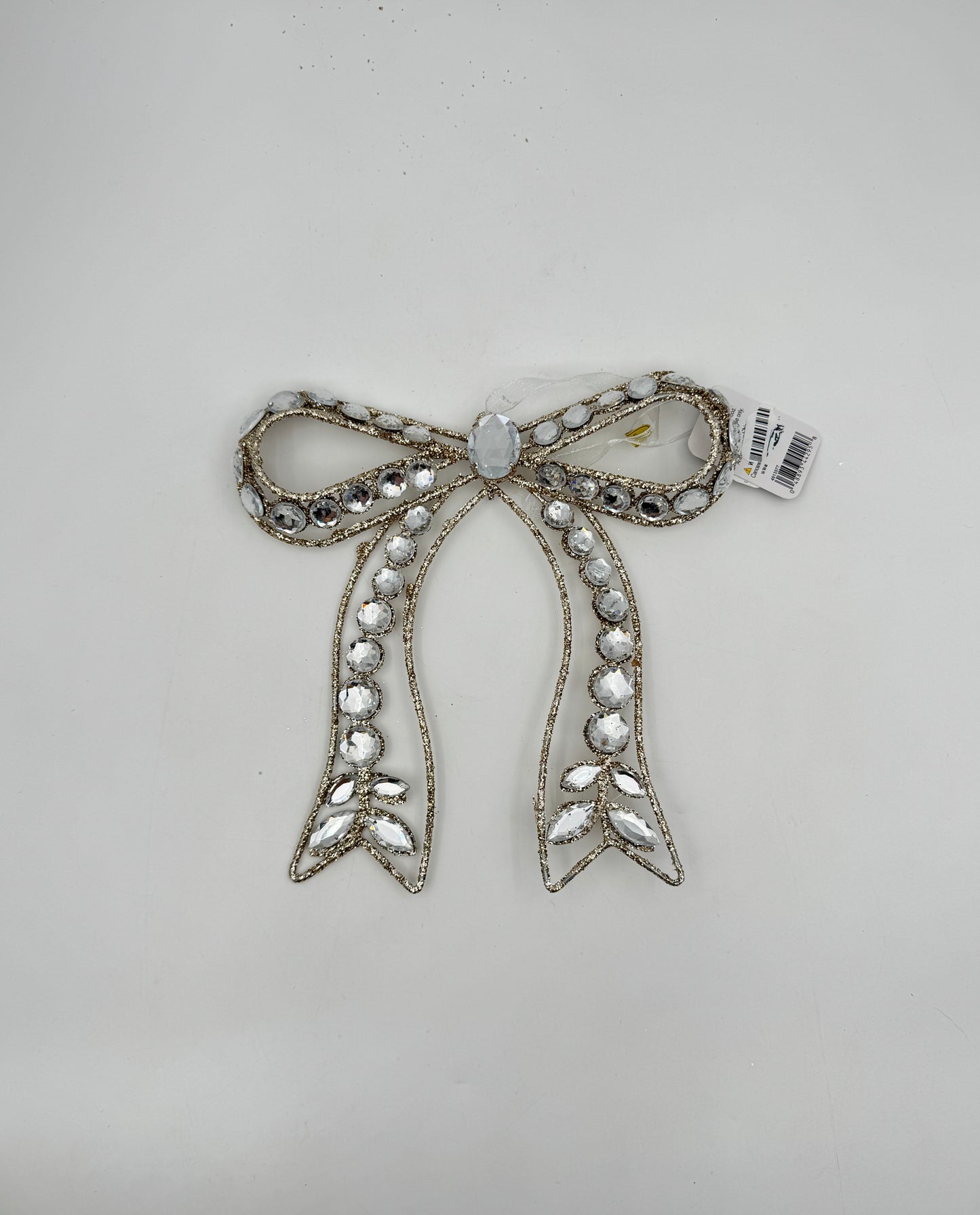 RAZ Imports Jeweled Bow Ornament – Glittered Ribbon Décor