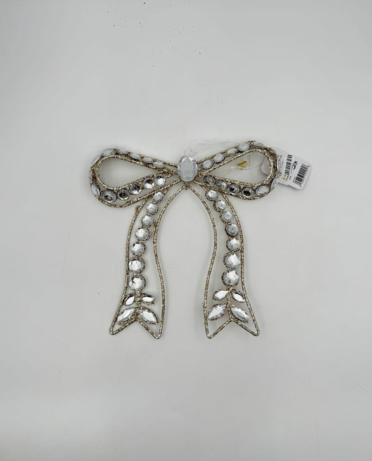 RAZ Imports Jeweled Bow Ornament – Glittered Ribbon Décor