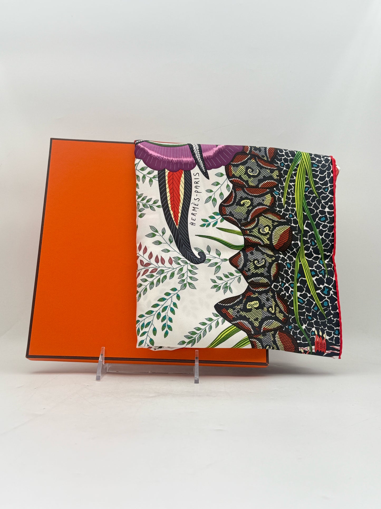 Hermes "Flowers Of Africa" Silk Scarf With Box