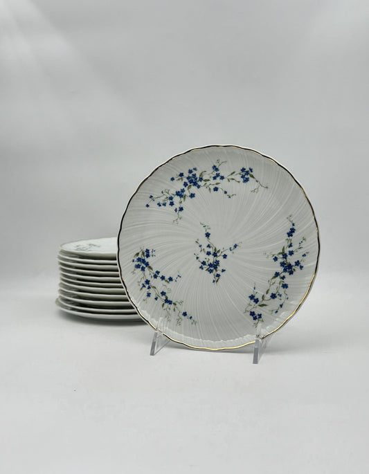 Bernardaud Limoges “Myosotis” Dessert & Cake Plate Set (13 Pieces)
