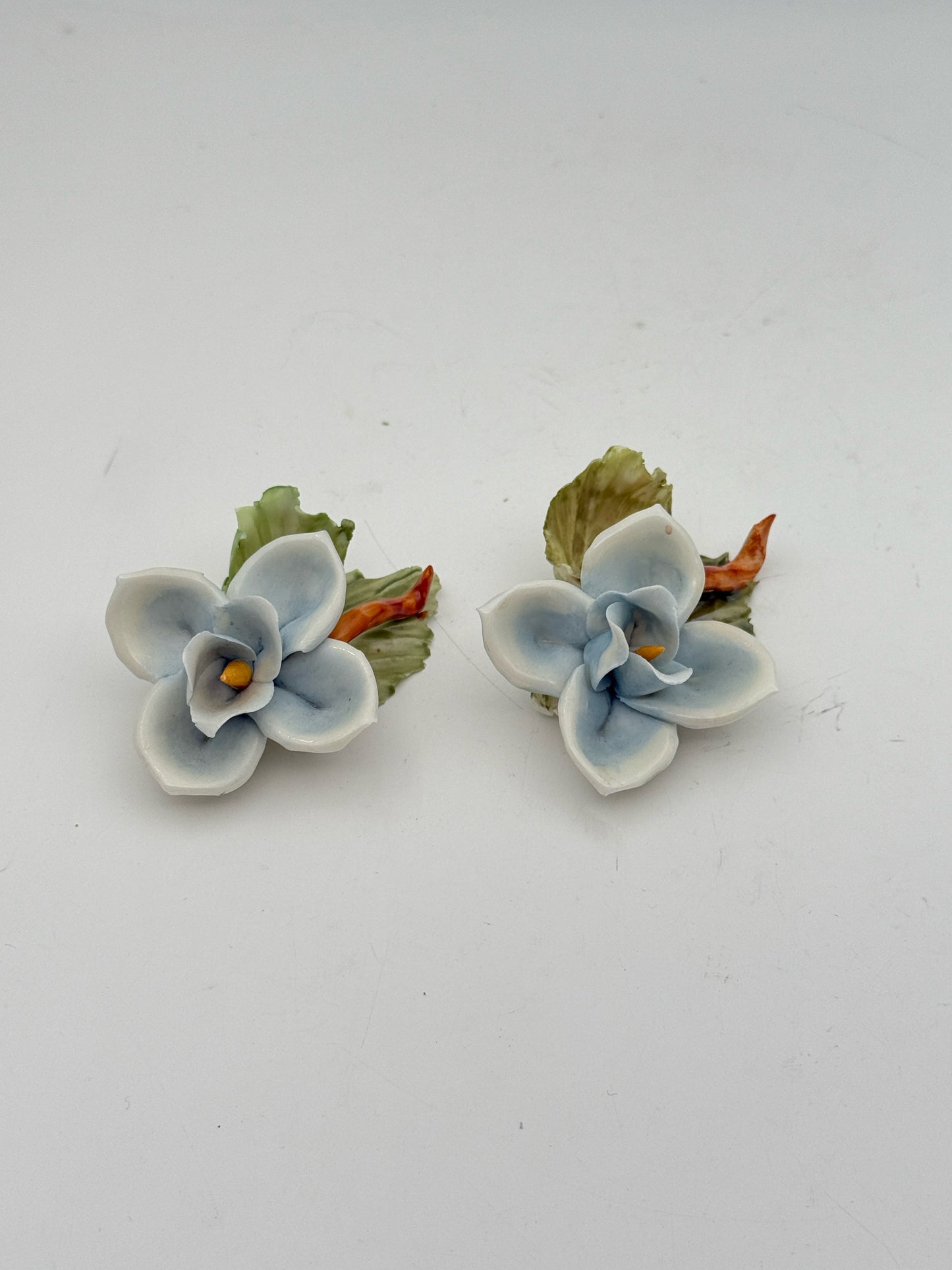 Vintage Capidimonte Handpainted Flower Placecard Holders- Set Of 16