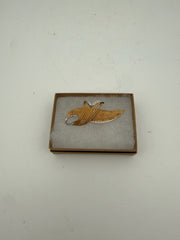Vintage Gold Tone Feather Brooch With Rhinestones